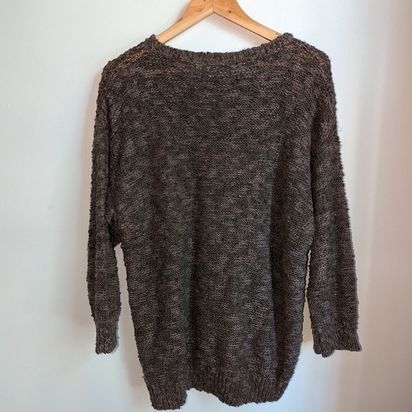 VINTAGE Brown Floral Embroidery Loose Knit Crewneck Sweater Size Extra-Large - Picture 12 of 12